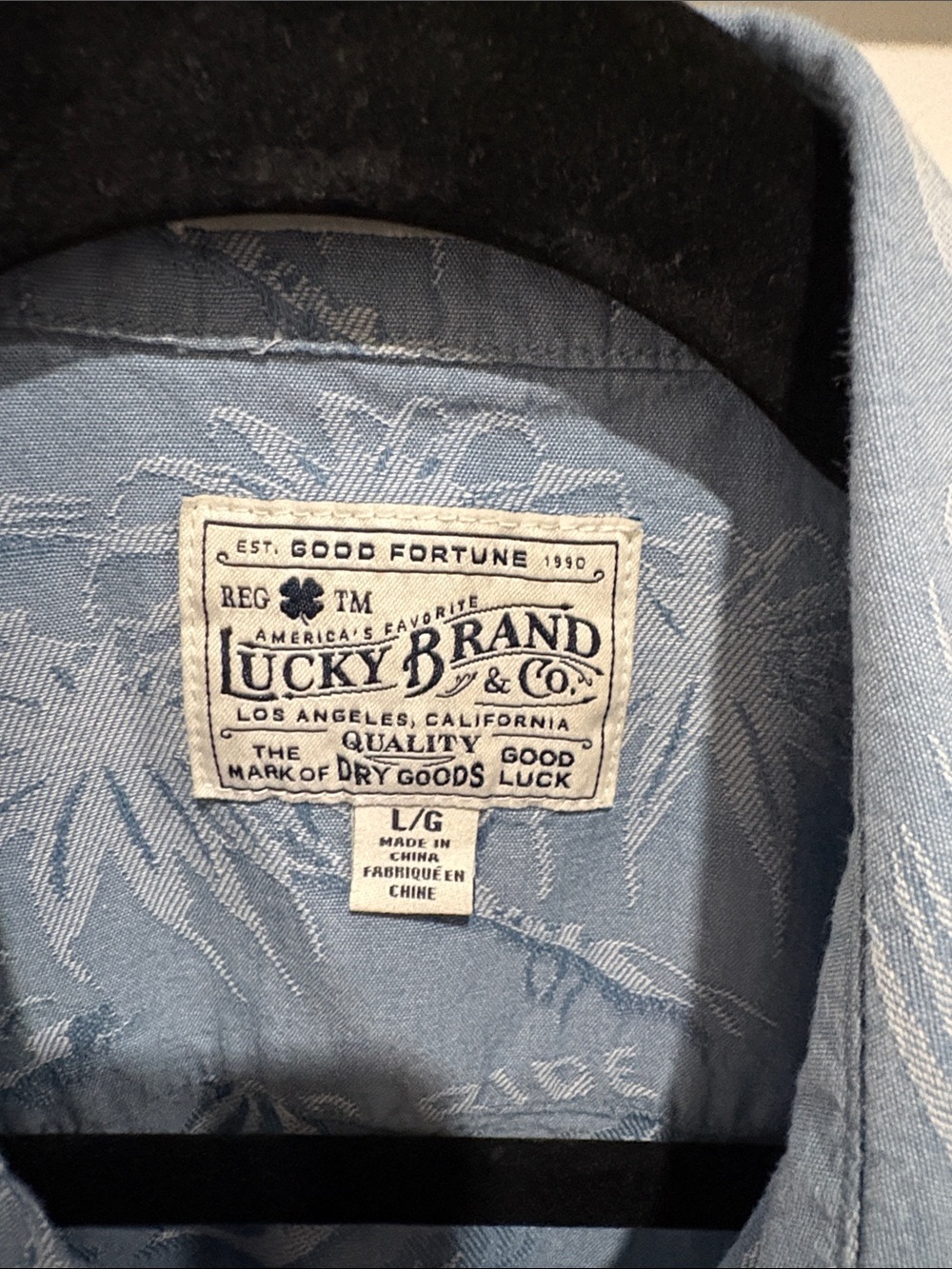 Lucky Brand Men’s Light Blue Hawaiian Button-Front Shirt - Picture 2 of 3